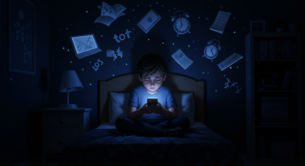 睡眠不足、焦燥感、学業不振