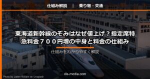 東海道新幹線のぞみはなぜ値上げ？指定席特急料金700円増の中身と料金の仕組み